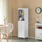 Tall Freestanding Storage Organizer Linen Tower, Vanity Closet, Bathroom Cabinet with 2 Open shelves, 3 Drawers, and a Closet